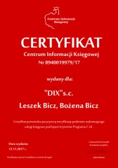Certyfikat C.I.K. "DIX" s.c.
