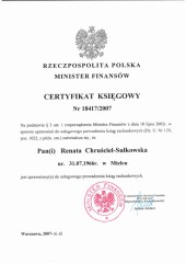 Certyfikat Księgowy MF Renata Chruściel-Sułkowska