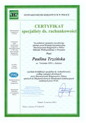 Certyfikat specjalisty ds. rachunkowości Paulina Trzcińska