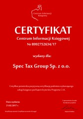 Certyfikat C.I.K. Spec Tax Group Sp. z o.o.