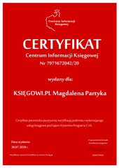 Certyfikat C.I.K.  KSIĘGOWI.PL Magdalena Partyka