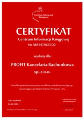 Certyfikat C.I.K. PROFIT Kancelaria Rachunkowa sp. z o.o.
