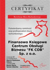 Centrum Obsługi Biznesu FK COB Certyfikat CIK