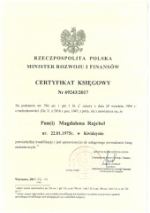 Certyfikat Księgowy Magdalena Raichel