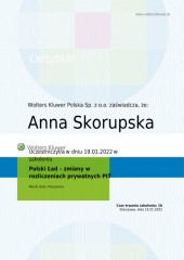 Skorupska Anna - certyfikat - szkolenie