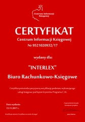 Certyfikat C.I.K. "INTERLEX"
