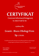 Certyfikat C.I.K. Granit - Biuro Obsługi Firm Sp. z o.o.