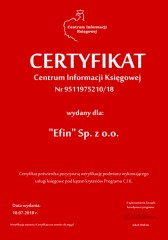 Certyfikat C.I.K. "Efin" Sp. z o.o.