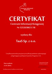 Certyfikat C.I.K. TaaS Sp. z o.o.
