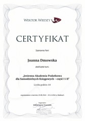 Certyfikat Wektor Wiedzy Joanna Dmowska
