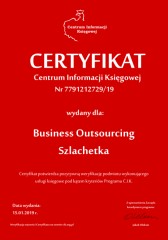 Certyfikat C.I.K. Business Outsourcing Szlachetka