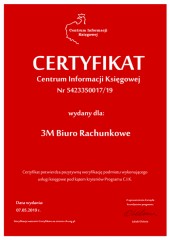 Certyfikat C.I.K. 3M Biuro Rachunkowe