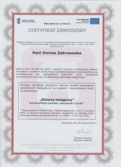 Certyfikat Zawodowy Dorota Zakrzewska