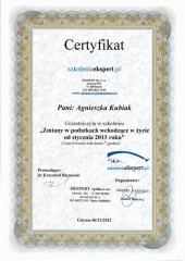 Certyfikat Podatki 2013 Agnieszka Larysa Kubiak