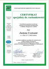 Certyfikat specjalisty ds. rachunkowści Justyna Usztwant