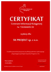 Certyfikat C.I.K. SK PROJEKT sp. z o.o.