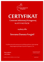 Certyfikat C.I.K. Sovrana Danuta Forgiel