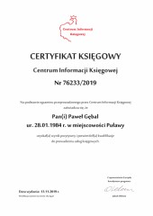 Certyfikat C.I.K. 76233/2019 Paweł Gębal