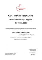 Certyfikat Księgowy C.I.K. 76980/2021 Ilona Maria Tajster
