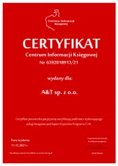 Certyfikat C.I.K. A&T sp. z o.o.
