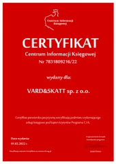 Certyfikat C.I.K. VARD&SKATT sp. z o.o.