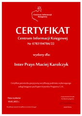 Certyfikat C.I.K. Inter Prays Maciej Karolczyk