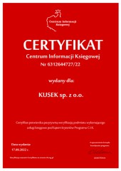 Certyfikat C.I.K.  KUSEK sp. z o.o.