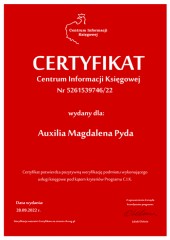 Certyfikat C.I.K. Auxilia Magdalena Pyda