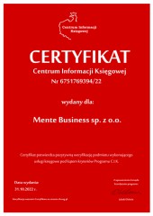 Certyfikat C.I.K. Mente Business sp. z o.o.