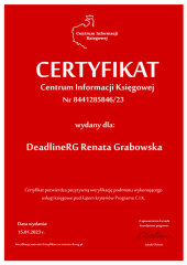 Certyfikat C.I.K. DeadlineRG Renata Grabowska