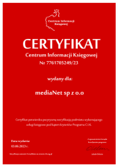 Certyfikat C.I.K. mediaNet sp z o.o