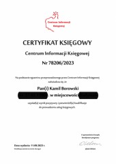 Certyfikat Księgowy C.I.K. Kamil Borowski