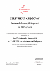 Certyfikat Księgowy C.I.K. - Aleksandra Sonnenfeld
