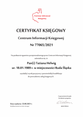 Certyfikat Księgowy C.I.K. - Tatiana Helwig