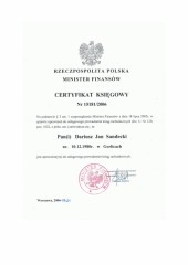 Dariusz Sandecki Certyfikat Księgowy