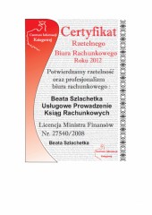 Beata Szlachetka Certyfikatk CIK