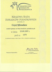 Mirosław Czyż Certyfikat KRDP